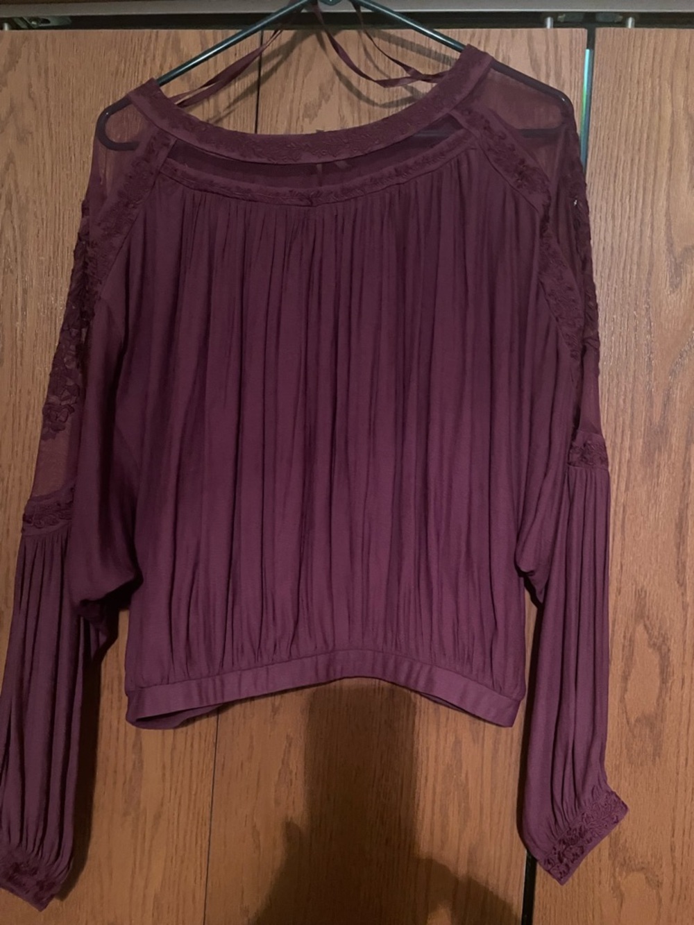 Free People Women’s Cold-Shoulder Peasant Blouse - Burgundy